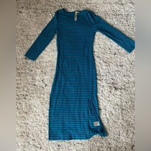 Feathers Turquoise and Black Striped Top